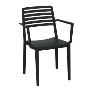 NOLA Πολυθρόνα Τραπεζαρίας Κήπου Στοιβαζόμενη, PP – UV Protection, Απόχρωση Μαύρο