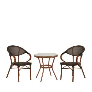 Σετ Τραπεζαρία Κήπου ArteLibre BURUNDI Μπαμπού Αλουμίνιο/Γυαλί Με 2 Πολυθρόνες 14990221