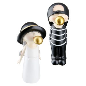 Φιγούρα Παιδί ‘Bubblegum’ Πολυρεζίνη Μαύρο/Λευκό 8.5x9x19cm 2Τμχ