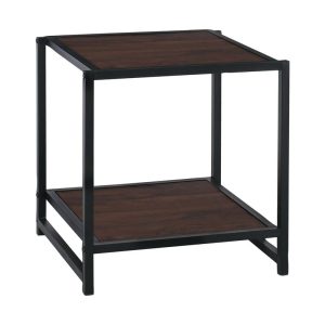 ATOS Κομοδίνο Μέταλλο Βαφή Μαύρο – Mdf Καρυδί