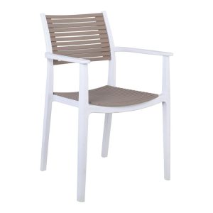 AKRON Πολυθρόνα PP-UV Άσπρο – Sand Beige