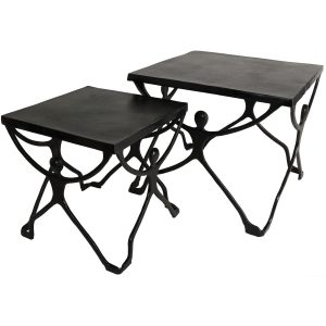 Τραπεζάκι ArteLibre Άνθρωποι Μαύρο Αλουμίνιο 58x58x49cm Σετ 2Τμχ