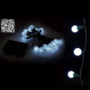 20 LED Μπάλες Εξωτερικού Χώρου Με 8 Προγράμματα Και Χρονοδιακόπτη Ψυχρό Λευκό Φως Πράσινο Καλώδιο Μπαταρίας 1.4+0.5m