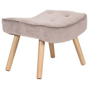 ALMA Σκαμπό – Υποπόδιο, Ύφασμα Velure Ανοιχτό Καφέ, Πόδια Φυσικό, K/D