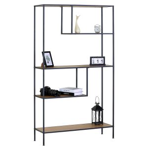 Βιβλιοθήκη ArteLibre YARWOOD Δρυς/Μαύρο Μοριοσανίδα/Μέταλλο 100x33x178cm