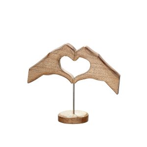 Διακοσμητικό ArteLibre Χέρια Σχηματίζουν Καρδιά Σε Βάση Φυσικό Ξύλο 7.5×19.5×20.5cm