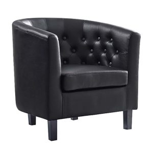 BOGA Button Πολυθρόνα Σαλονιού Καθιστικού, Pvc Μαύρο