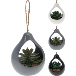 Φυτό Τεχνητό ArteLibre Κρεμαστό Σε Κεραμικό Δοχείo Σε 3 Ποικιλίες