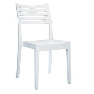 OLIMPIA Καρέκλα Τραπεζαρίας Κήπου Στοιβαζόμενη, PP – UV Protection, Απόχρωση Άσπρο