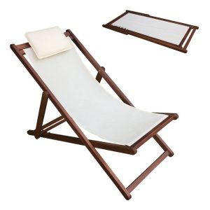 Σαιζ-Λόνγκ – Ξαπλώστρα 3 Θέσεων Acacia – Ύφασμα Εκρού Water Repellent