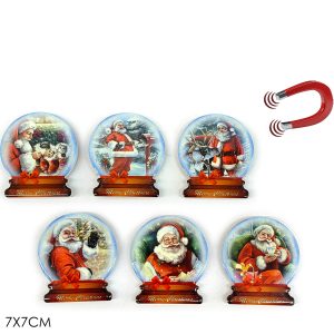 Χριστουγεννιάτικο Μαγνητάκι Μπάλα 7x7cm Σε 6 Σχέδια