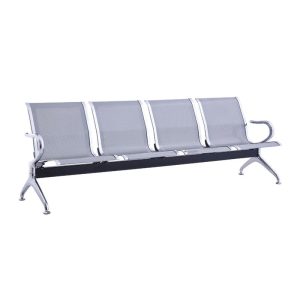 Κάθισμα Αναμονής – Υποδοχής 4 Θέσεων, Μέταλλο Χρώμιο Mesh Γκρι