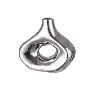 Βάζο ArteLibre Ασημί Κεραμικό 20.5×8.5×18.5cm