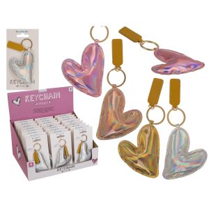 Μπρελόκ Κλειδιών Μεταλλιζέ Καρδιά Μέταλλο/PU 14.5×7.5cm Σε 4 Χρώματα