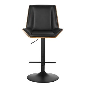 NUMAN Σκαμπό BAR με Πλάτη, Βάση Μαύρο, Καρυδί – ΡU Μαύρο, Ρύθμιση Ύψους, Περιστρεφόμενο