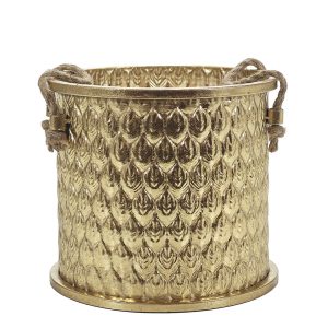 Χρυσό Κασπώ Με Χειρολαβές Σχοινιού 23.5x21cm