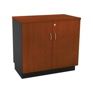 ΝΤΟΥΛΑΠΙ Χαμηλό Γραφείου Δίφυλλο με 2 Ράφια, Απόχρωση Dark Grey – Cherry