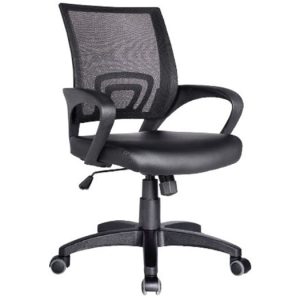 BF2101 Πολυθρόνα-Pro Γραφείου με Ανάκλιση, Μαύρο Mesh – PU Μαύρο