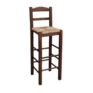 ΣΙΦΝΟΣ Σκαμπό BAR με Πλάτη, Οξιά Εμποτισμός Καρυδί, Κάθισμα Ψάθα