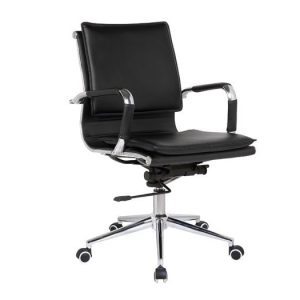 BF3601 Πολυθρόνα Γραφείου Μέταλλο Βάση Χρώμιο – PU Μαύρο