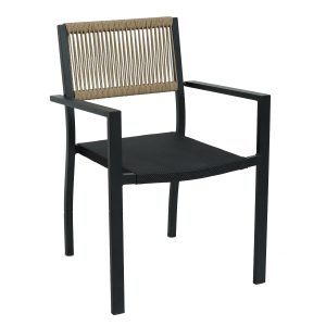 Πολυθρόνα Κήπου ArteLibre HORUS Μαύρο/Καφέ Αλουμίνιο/Rattan 56x58x83cm