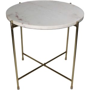 Τραπεζάκι ArteLibre Λευκό Μάρμαρο/Μέταλλο 40x40x40cm
