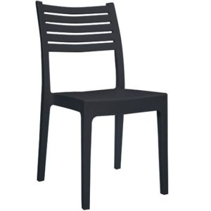 OLIMPIA Καρέκλα Τραπεζαρίας Κήπου Στοιβαζόμενη, PP – UV Protection, Απόχρωση Ανθρακί