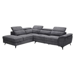 ROMEO Καναπές-Relax, Δεξιά Γωνία,Ύφασμα Γκρι, Αποθ.χώρος, Μία θέση με ηλεκτρική ανάκληση