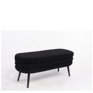 Παγκάκι Ottoman ArteLibre TONDO Μαύρο Ύφασμα Teddy/Μέταλλο 42x112x44cm