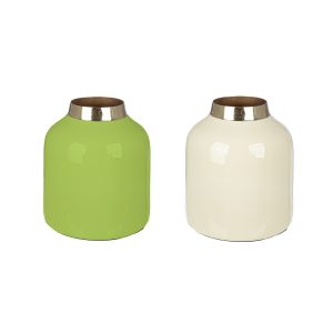 Βάζο “Roro” Μέταλλο Cream Πράσινο PU Pcs. Assorted H. 10 cm D. 85 cm