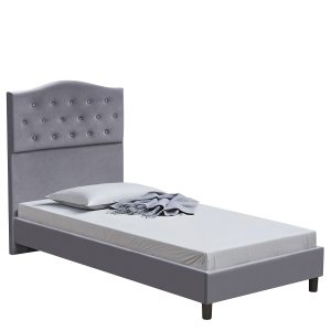 Κρεβάτι Μονό ArteLibre JUNIPER Γκρι Ύφασμα Για Στρώμα 90x200cm