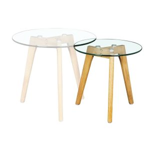 TARGET Τραπεζάκι Βοηθητικό Ξύλο – Γυαλί 8mm