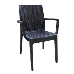 DAFNE Πολυθρόνα Τραπεζαρίας Κήπου Στοιβαζόμενη, PP Rattan Look UV Protection, Ανθρακί