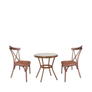 Σετ Τραπεζαρία Κήπου ArteLibre BURUNDI Μπαμπού Αλουμίνιο/Γυαλί Με 2 Καρέκλες 14990211