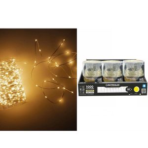 1000 MicroLED Εσωτ. & Εξωτ. Χώρου Με 8 Προγράμματα Και Μετασχηματιστή Θερμό Λευκό Φως Διάφανο Καλώδιο Μη Επεκτεινόμενο I