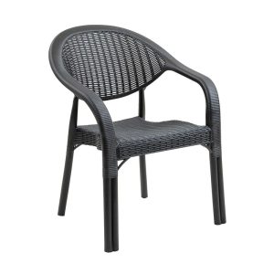 BAMBOO Pro Πολυθρόνα Κήπου – Βεράντας Στοιβαζόμενη, PP-UV (Rattan Look) Ανθρακί