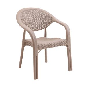 BAMBOO Pro Πολυθρόνα Κήπου – Βεράντας Στοιβαζόμενη, PP-UV (Rattan Look) Cappuccino