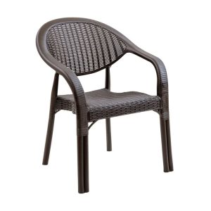 BAMBOO Pro Πολυθρόνα Κήπου – Βεράντας Στοιβαζόμενη, PP-UV (Rattan Look) Καφέ