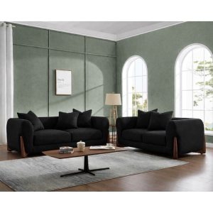 KANSAS Set Σαλόνι – Καθιστικό, 2Θέσιος-3Θέσιος, Teddy Ύφασμα Μαύρο