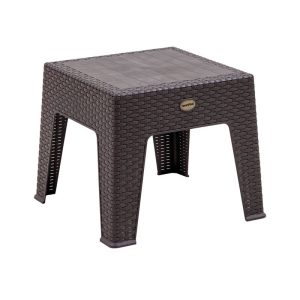 RATTAN Τραπεζάκι Βοηθητικό – Ξαπλώστρας, Στοιβαζόμενο, PP-UV (Rattan Look) Καφέ