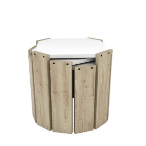 Ζιγκόν ArteLibre HANSEL Δρυς/Λευκό Μοριοσανίδα/Μελαμίνη 44.5×44.5cm Υ41/38.5/36cm Σετ 3Τμχ