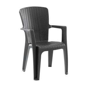 SIDE Πολυθρόνα Κήπου-Βεράντας Στοιβαζόμενη, (Rattan Look) PP-UV Απόχρωση Ανθρακί