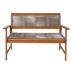 SPRING Living Καναπές 2θέσιος Καθιστικού Βεράντας-Κήπου, Ακακία Φυσικό-Rope Wicker Μπεζ