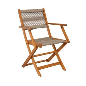 SPRING Πολυθρόνα Πτυσσόμενη Βεράντας – Κήπου, Ξύλο Ακακία Φυσικό, Rope Wicker Μπεζ