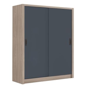 VANITY Ντουλάπα Δίφυλλη – Συρόμενη, Αποχρώσεων Sonoma Oak & Grey