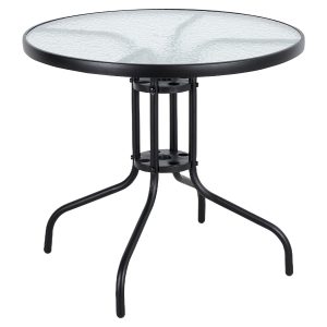 Τραπέζι Κήπου ArteLibre EARTH Μαύρο Μέταλλο/Γυαλί Φ80x70cm