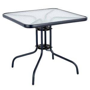 Τραπέζι Κήπου ArteLibre MARS Μαύρο Μέταλλο/Γυαλί 80x80x70cm