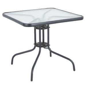 Τραπέζι Κήπου ArteLibre MARS Γκρι Μέταλλο/Γυαλί 80x80x70cm
