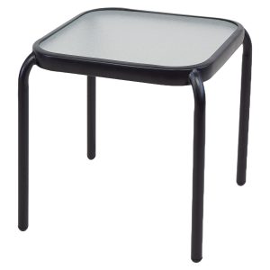 Τραπέζι Κήπου ArteLibre VEGA Μαύρο Μέταλλο/Γυαλί 40x40x43cm