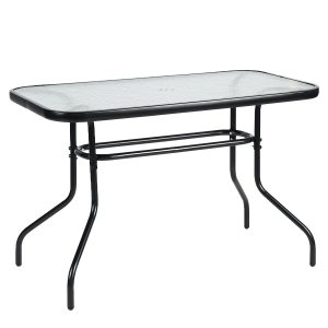 Τραπέζι Κήπου ArteLibre VULCAN Μαύρο Μέταλλο/Γυαλί 110x60x70cm